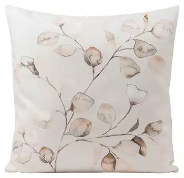 Чехол на подушку - белый - коричневый - 40 х 40 см - на молнии - мотив листьев Gzze W.F. Frottier-Weberei GmbH