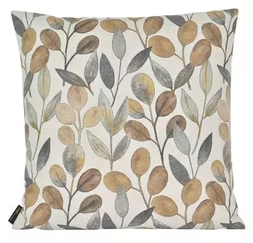 Чехол на подушку - белый - синий - коричневый - 50 х 50 см - мотивы листьев Yve!