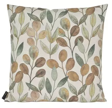 Чехол на подушку - белый - зеленый - коричневый - 50 х 50 см - мотивы листьев Yve!