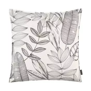 Чехол на подушку «Берлин», принт в виде листьев по всей поверхности, графит, размер: 50 x 50 см, наполнитель подушки: полиэстер Proflax