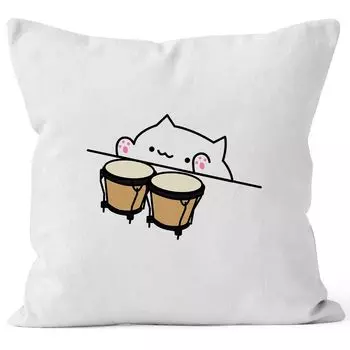 Чехол на подушку Bongo Cat Чехол на подушку Meme декоративная подушка MoonWorks белый, униразмер