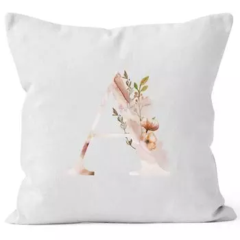 Чехол на подушку буква подушка "А" буква алфавита монограмма инициалы акварельный рисунок чехол на подушку Autiga белый 40см x 40см