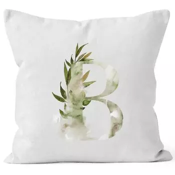 Чехол на подушку буква подушка "B" буква алфавита монограмма инициалы акварельный рисунок чехол на подушку Autiga белый 40см x 40см
