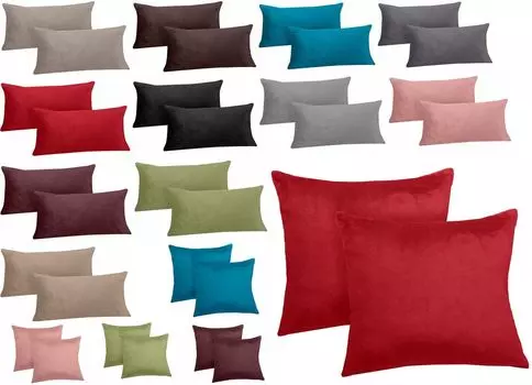 Чехол на подушку Cashmere Touch Набор из 2 подушек Коралловый диван Чехлы на подушки 40x40 см - 40x80 см - 80x80 см Цвет: Ягода Размер: прибл MB Warenhandel24