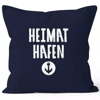 Чехол на подушку, чехол для подушки с якорем в гавани, декоративная подушка, хлопок MoonWorks, темно-синий, 40 см x 40 см