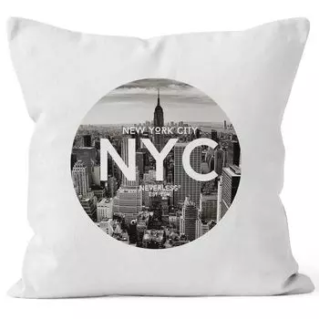 Чехол на подушку Чехол на подушку 40x40 New York City Manhattan Skyline хлопок Autiga белый 40см x 40см