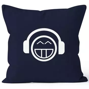 Чехол на подушку Чехол на подушку декоративная подушка 40x40 Crazy Emoticon хлопок MoonWorks темно-синий 40см x 40см