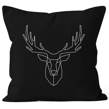 Чехол на подушку Чехол на подушку оленьи многоугольные рога геометрические фигуры 40x40 Autiga черный 40см x 40см