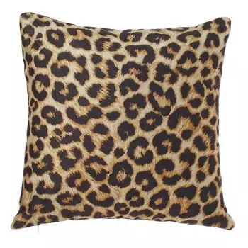 Чехол на подушку Черный Бежевый Коричневый Леопардовый Меховой Узор WLN