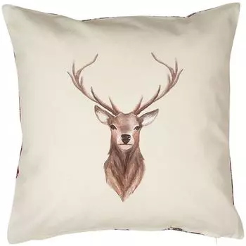 Чехол на подушку Clayre & Eef 40х40 см бежевый красный хлопок квадратный олень Clayre&Eef