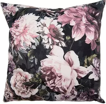 Чехол на подушку Clayre & Eef 45x45 см, полиэстер, черный, розовый, цветы Clayre&Eef