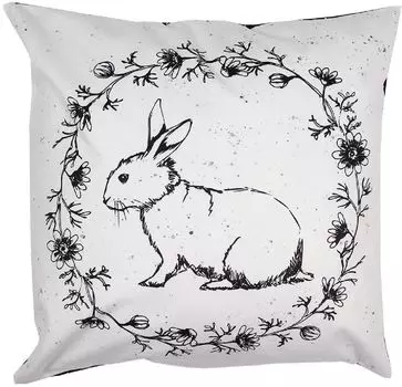 Чехол на подушку Clayre & Eef 45x45 см Белый Черный Полиэстер Кролик Clayre&Eef