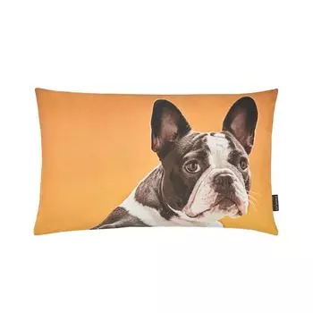 Чехол на подушку Cottbus, цифровая печать бульдог 30х50 см, шафран (желтый), наполнитель подушки: без Proflax