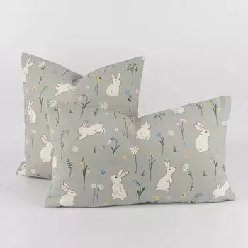 Чехол на подушку Cute Rabbit Garden Hares, мятно-зеленый, разных размеров, размер 30x50 см (ВxШ) и 30x50 см (ВxШ) Schner-Leben