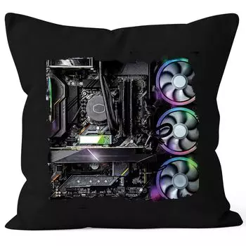 Чехол на подушку для игрового компьютера, подарок для ботаника, компьютерный ученый, геймер, игрок, декоративная подушка Moonworks, черный, 40 см x 40 см