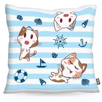 Чехол на подушку для морского котенка VOID, чехол для подушки для улицы, домашних кошек, мореплавания, якоря, моряков Неко, размер подушки: 80 x 80 см