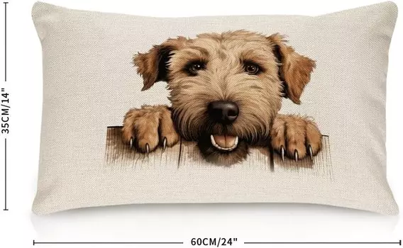Чехол на подушку для пшеничного терьера с мягким покрытием и застежкой-молнией Rebbygena, Style-8