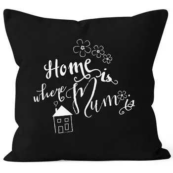 Чехол на подушку Дом там, где мама Подарок маме Чехол на подушку ко Дню матери 40x40 хлопок MoonWorks черный, униразмер