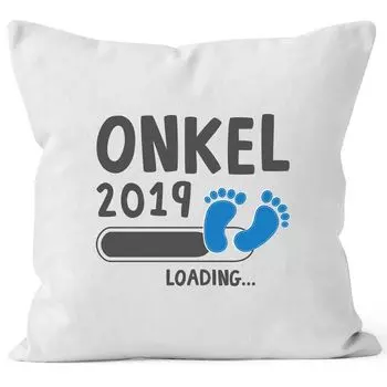 Чехол на подушку Дядя 2019 loading Подарочная подушка для будущего дяди хлопковый подарок на рождение MoonWorks бело-синий униразмер