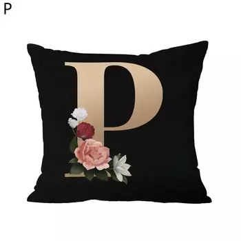 Чехол на подушку дышащий пылезащитный полиэстер золотой алфавит с принтом диванная подушка чехол для дома-P Stuttg