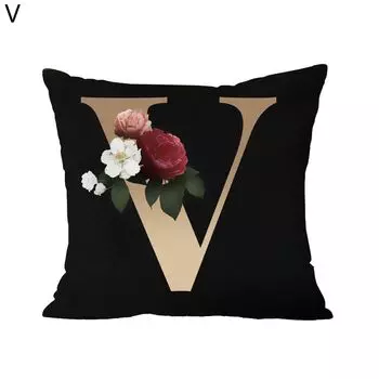 Чехол на подушку дышащий пылезащитный полиэстер золотой алфавит с принтом диванная подушка чехол для дома-V Stuttg