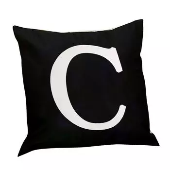 Чехол на подушку Дышащий светодиодный светодиодный светильник, фланелевый чехол для подушки с принтом букв для домашнего декора-черный C Stuttg