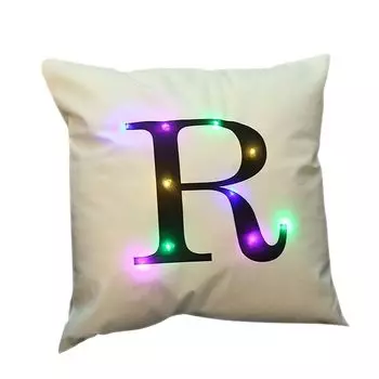 Чехол на подушку Дышащий светодиодный светодиодный светильник, фланелевый чехол для подушки с принтом букв для домашнего декора-белый R Stuttg