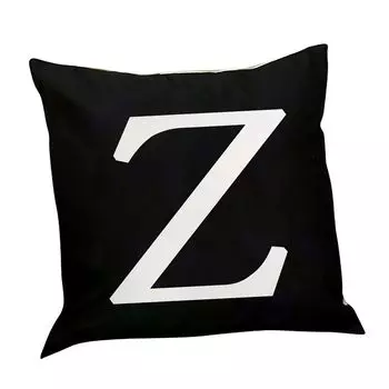 Чехол на подушку Дышащий светодиодный светодиодный светильник, фланелевый чехол для подушки с принтом букв для домашнего декора-черный Z Stuttg