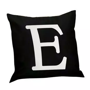 Чехол на подушку Дышащий светодиодный светодиодный светильник, фланелевый чехол для подушки с принтом букв для домашнего декора-черный E Stuttg