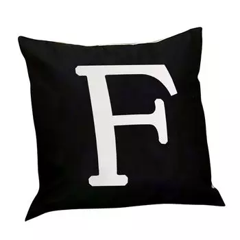 Чехол на подушку Дышащий светодиодный светодиодный светильник, фланелевый чехол для подушки с принтом букв для домашнего декора-черный F Stuttg