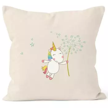 Чехол на подушку единорог с одуванчиком Чехол на подушку декоративная подушка 40х40 хлопок MoonWorks натуральный унисейз