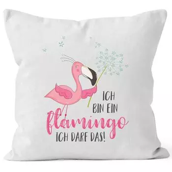 Чехол на подушку фламинго Я фламинго Я могу это сказать Чехол на подушку одуванчик декоративная подушка хлопок MoonWorks бело-розовый униразмер