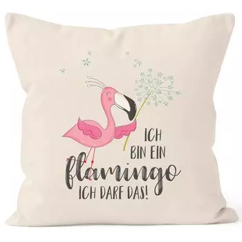 Чехол на подушку фламинго Я фламинго Я могу это сказать Чехол на подушку одуванчик декоративная подушка хлопок MoonWorks натуральный унисейз