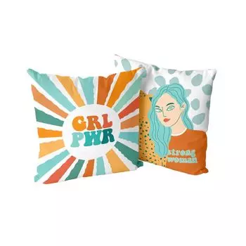 Чехол на подушку HappyFriday Aware Girl power Colorful 50 x 50 см 2 шт.