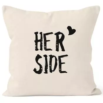 Чехол на подушку Her Side Чехол на подушку партнерская свадебная декоративная подушка 40х40 хлопок MoonWorks натуральный
