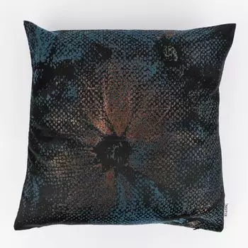 Чехол на подушку HIBISCA жаккардовые цветы разные цвета 48х48см дизайн медно-сине-черный Neutex