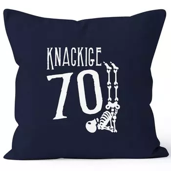 Чехол на подушку хрустящий 70 круглый подарок на день рождения скелет с костями забавный MoonWorks темно-синий 40см x 40см