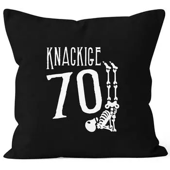Чехол на подушку хрустящий 70 круглый подарок на день рождения скелет кости забавный MoonWorks черный 40см x 40см