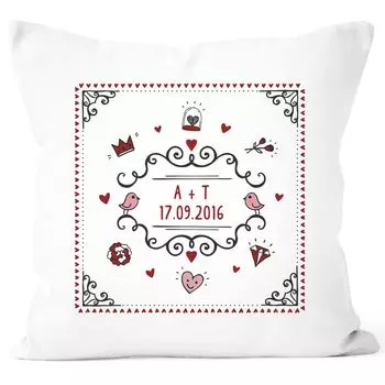 Чехол на подушку имя дата инициалы или желаемый текст персонализированный текст индивидуальные подарки чехол на подушку SpecialMe бело-красный униразмер