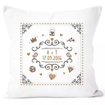 Чехол на подушку имя дата инициалы или желаемый текст персонализированный текст индивидуальные подарки чехол на подушку SpecialMe бело-оранжевый униразмер