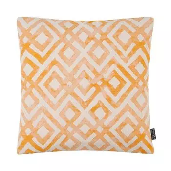 Чехол на подушку Iwaki, жаккардовый ромбовидный узор, оранжевый, размер: 27 x 43 см, наполнитель подушки: полиэстер Proflax