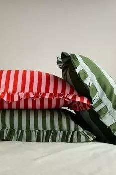 Чехол на подушку из хлопка с отделкой воланом H&M, 40x60 см, оранжевый