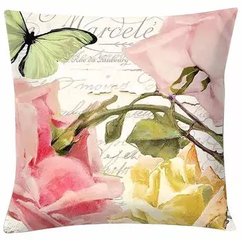Чехол на подушку изысканная дышащая квадратная винтажная подушка с цветочным принтом для дивана-I Stuttg