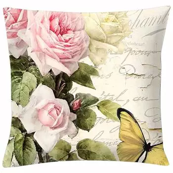 Чехол на подушку Изысканная дышащая квадратная винтажная подушка с цветочным принтом для дивана-H Stuttg