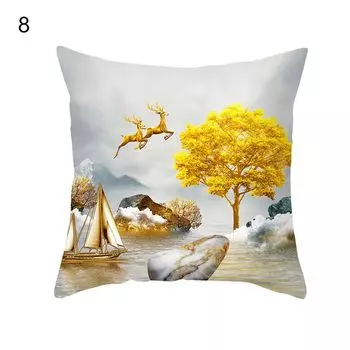 Чехол на подушку изысканное качество изготовления износостойкий полиэстер персиковой кожи сказочный цветной узор с рисунком лося наволочка для дома-8 Stuttg