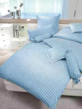 Чехол на подушку Janine "Модернклассик", (1 шт.), с полосками 80х40 см, светло-синий