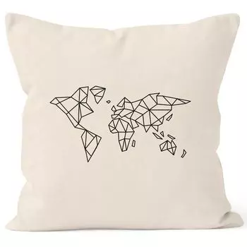 Чехол на подушку Карта мира Карта мира Low Polygon Autiga natural unsize