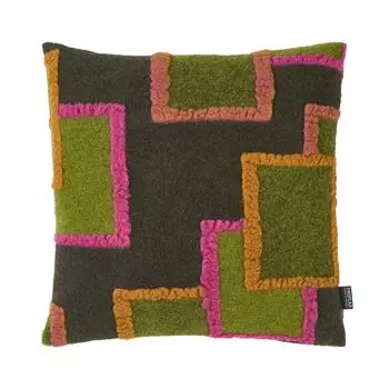 Чехол на подушку Kingston, ткань шерстяная с квадратами, оливковый (зеленый), размер: 40 х 60 см, наполнитель подушки: без Proflax