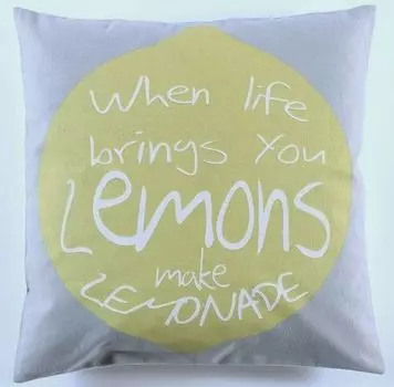 Чехол на подушку КОГДА ЖИЗНЬ ПРИНОСИТ ВАМ ЛИМОНЫ СДЕЛАЙТЕ ЛИМОНАД примерно 50 x 50 см AS4HOME