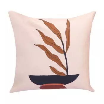 Чехол на подушку Креативное розовое растение с изображением хлопка и льна WLN